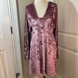 ASOS Dusty Rose Velvet Dress. Vneck. Long Sleeve. Aline Flattering Fit! Size 12.